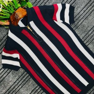 zipper polo black white