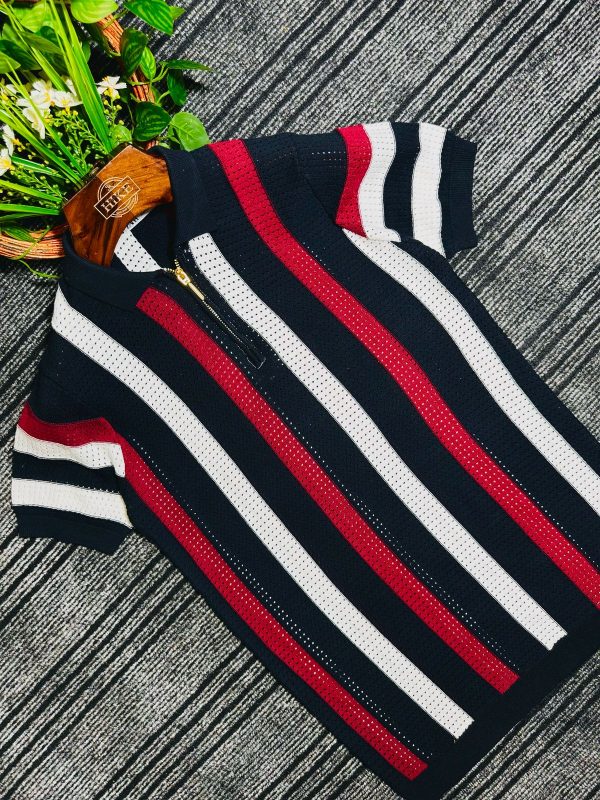 zipper polo black white
